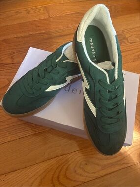 Madden Girl Dark Green Suede Sneakers with White Accent